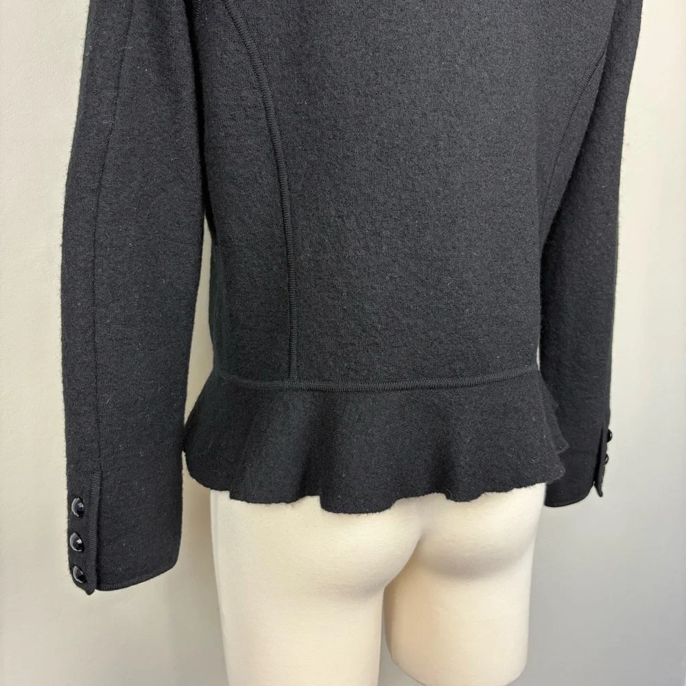 Jones New‎ York Petite Collection Wool Jacket Size M Black Ruffled Work Church